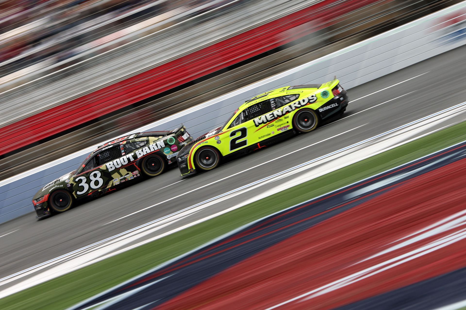 Austin Cindric (#2) and Zane Smith (#38) during the 2023 Coca-Cola 600 - Source: Getty